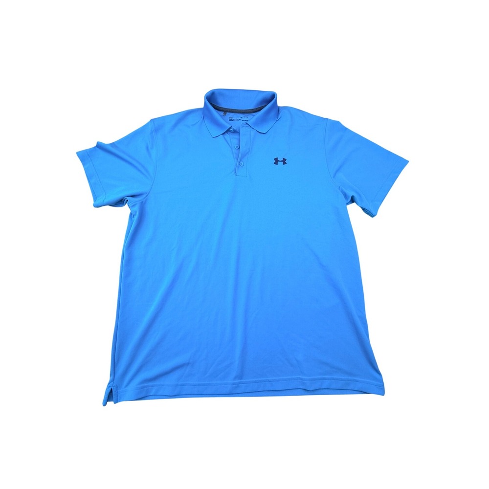 Under Armour HeatGear Mens XL Blue Loose Fit Short Sleeve Golf Polo Shirt